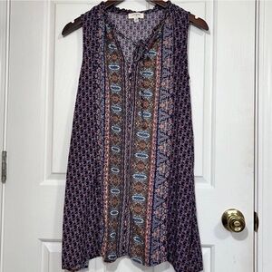 Umgee Sleeveless Boho Top Cottagecore Women’s Size Small Multicolor Mixed Print